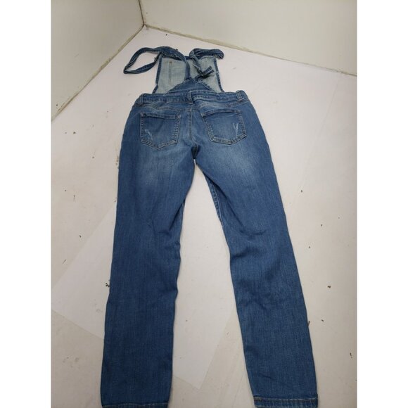 WAX JEAN Basic Denim Women's Distressed Blue Overalls 6 Pockets Size Medium - Picture 12 of 16